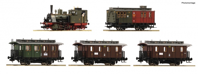 Steam locomotive T3 and passenger cars<br /><a href='images/pictures/Roco/Roco-61475.jpg' target='_blank'>Full size image</a>